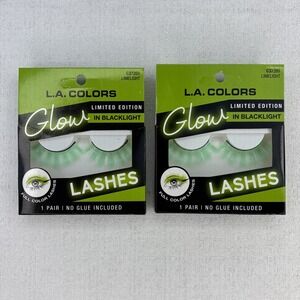 LA COLORS Glow Lashes - GLOW IN BLACKLIGHT LIMITED EDITION "Limelight" Green 2pk